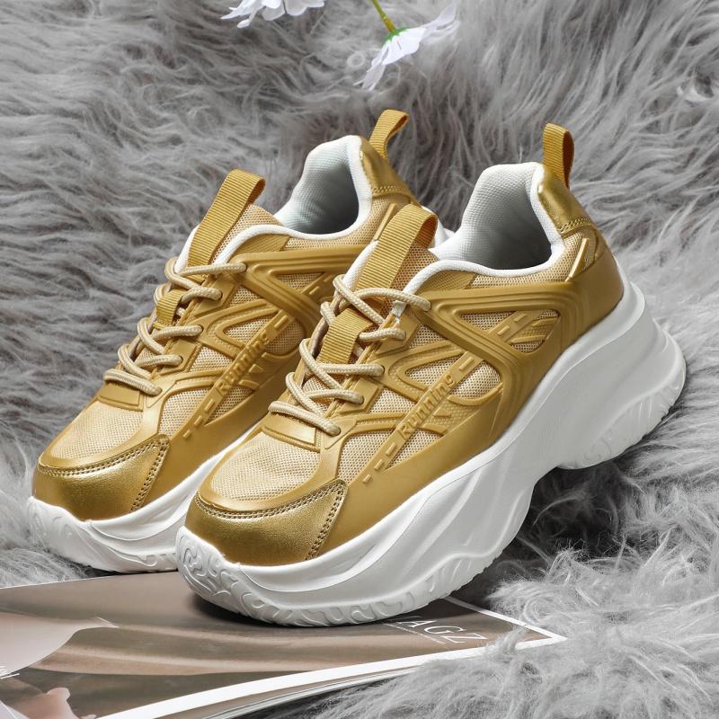 Women Fashion Lace-up Running Shoes Breathable Outdoor Training Hiking Sneakers Female Non-slip Height Increased Walking Shoes Plus