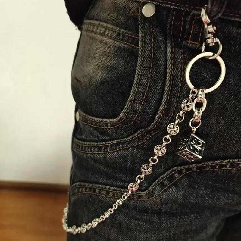 WTEMPO Hosenkette Schlüsselanhänger Hip-Hop Punk Jeanskette Damen und Herren Gothic Bekleidungszubehör Retro Taillenkette Kreative Taschen-Deko Kette
