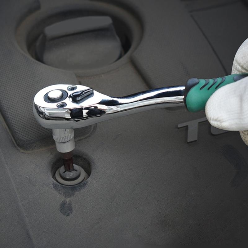 1/4Inch Adjustable Wrench and Sockets Set Convenient Portable Tool Kit for Home Car Repair and Mechanical Maintenance