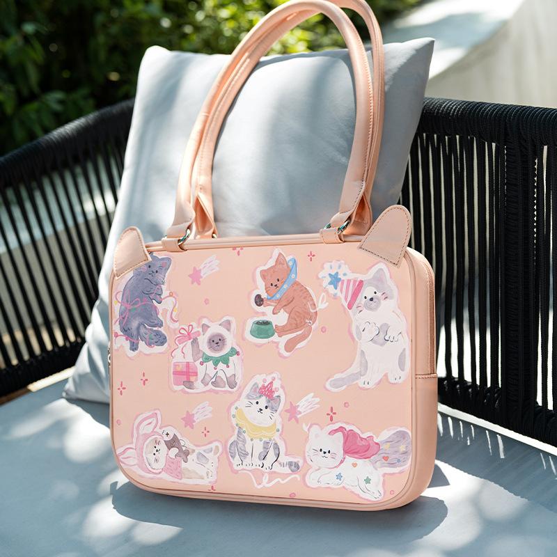 

TS JYL laptop bag,Korean Laptop Sleeve with Patchwork 11 Inch iPad 14 Inch Notebook Unique 13.3 inches розовый
