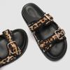 Fashion 2025 Summer New Round Toe Thick Sole Casual Beach Slippers Fashion Leopard Print Buckle Women Slippers Sandals Flats
