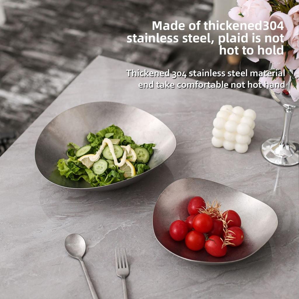 Retro Style Decorative Plate Unique Design Stainless Steel Durable Household Restaurant Outdoor Western Dinnerware