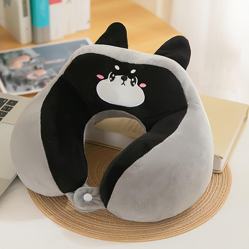 U-Shaped Pillow Cartoon Cute Adult Student Neck Support Nap Pillow U-Shaped Pillow Airplane Pillow U-Shaped Portable Neck Support Pillow Cartoon Black And Gray Two Ha