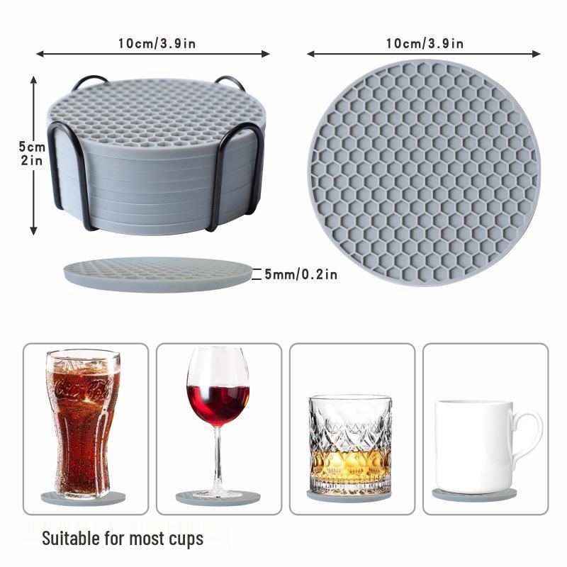 Honeycomb Silicone Coaster - Non-slip, High-Temperature Resistant, Waterproof Heat Insulation Pad