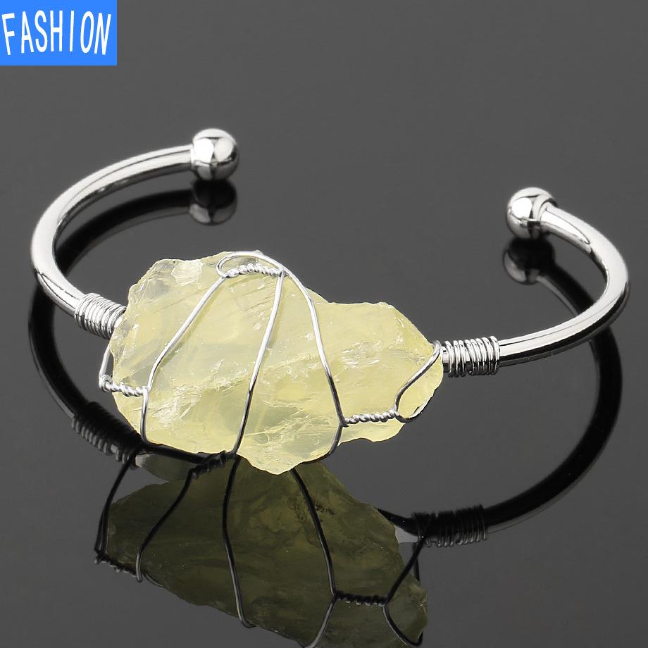 Natural Crystal Bangle Large Irregular Crystal Winding Bracelet Women Jewelry Gift