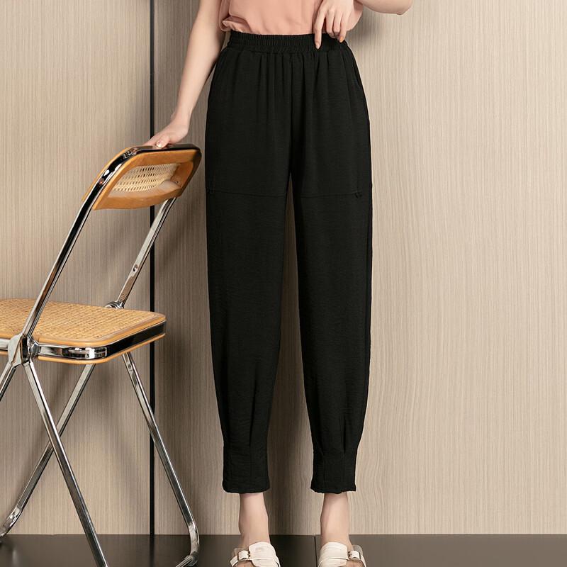 WoXue Women's 2025 Summer Elastic Waist Tapered Pants
