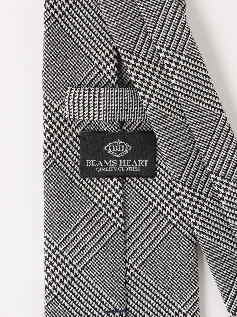 [BEAMS HART] Glen Check Necktie for Men, White, Free Size, 414417539940188