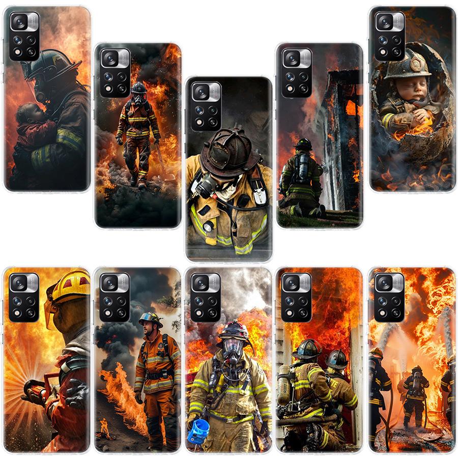 Firefighter Training Phone Case For Redmi Note 13 12 Pro Plus 14 15 Pro 5G 11 11T 11E 11S 10 Pro 10S 9 9S Cover Cell Clear TPU C
