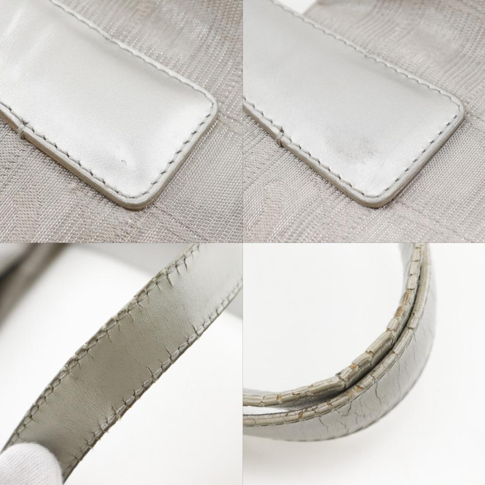 CHANEL Tote MM Tote Bag A15991 New travel line Silver Nylon canvas Women Used