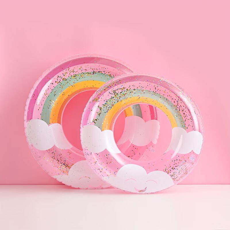 SBART Thickened Glitter Cloud Rainbow Inflatable Swim Ring