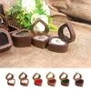Transparent Cover Walnut Wood Rings Box 2 Slots Rings Bearer Box Simple Heart Rings Holder  Propose