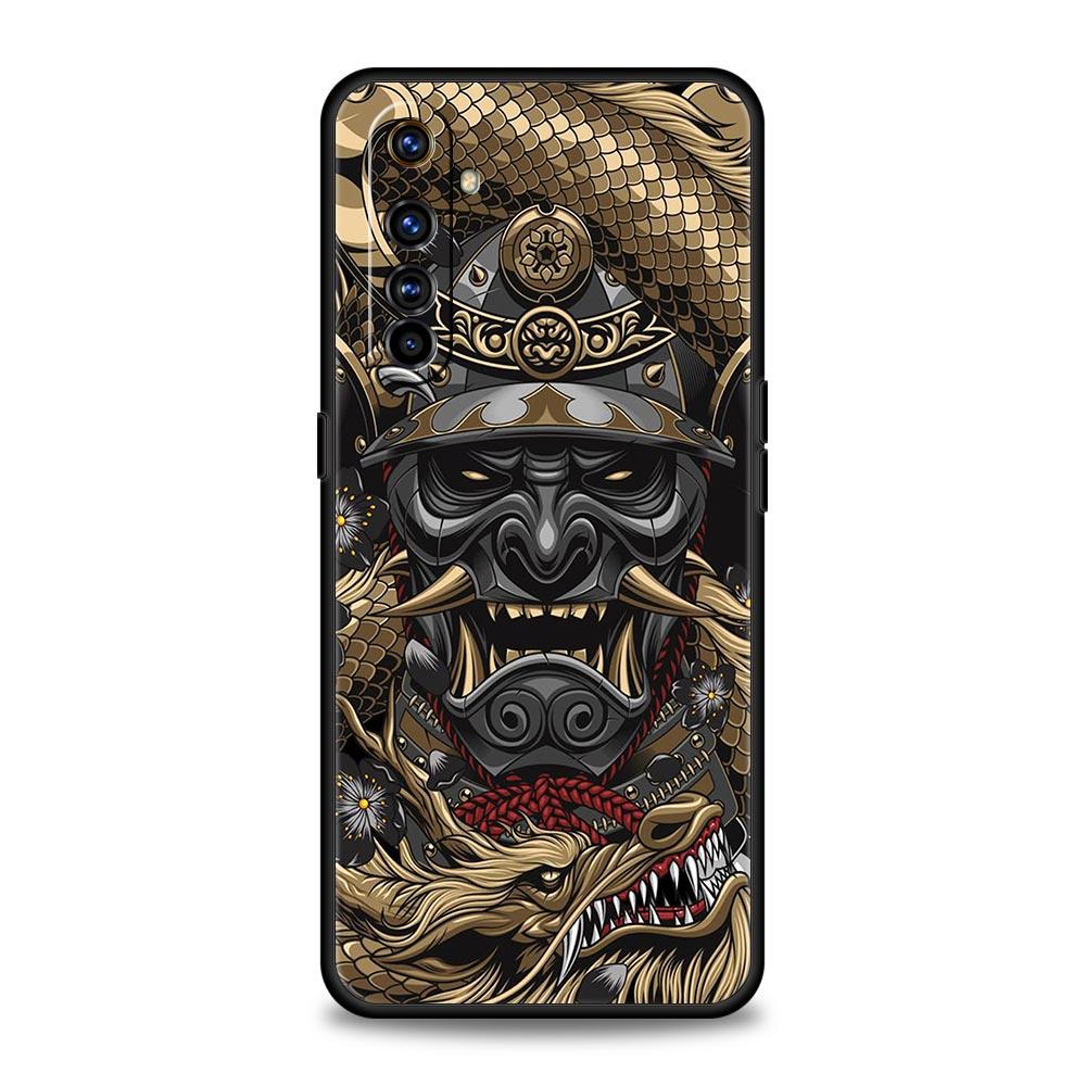 Samurai Hannya Mask Ghost Case For Realme 12 11 10 4G 9 8 5G 7 6 GT5 GT3 GT2 Pro Plus C21 C11 C25 C35 GT Neo 2 3 3T 5 Cover