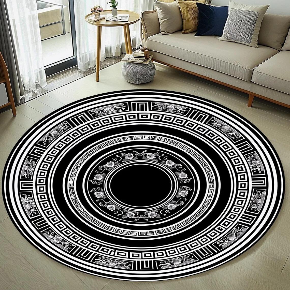 

Rustic Rug, Round Area Rug, Floral Rug, Bedroom Rug, Non Slip Rug, Dorm Rug, Turkey Modern Rug, Primitive Rug Non Slip Washable 80cmx80cm