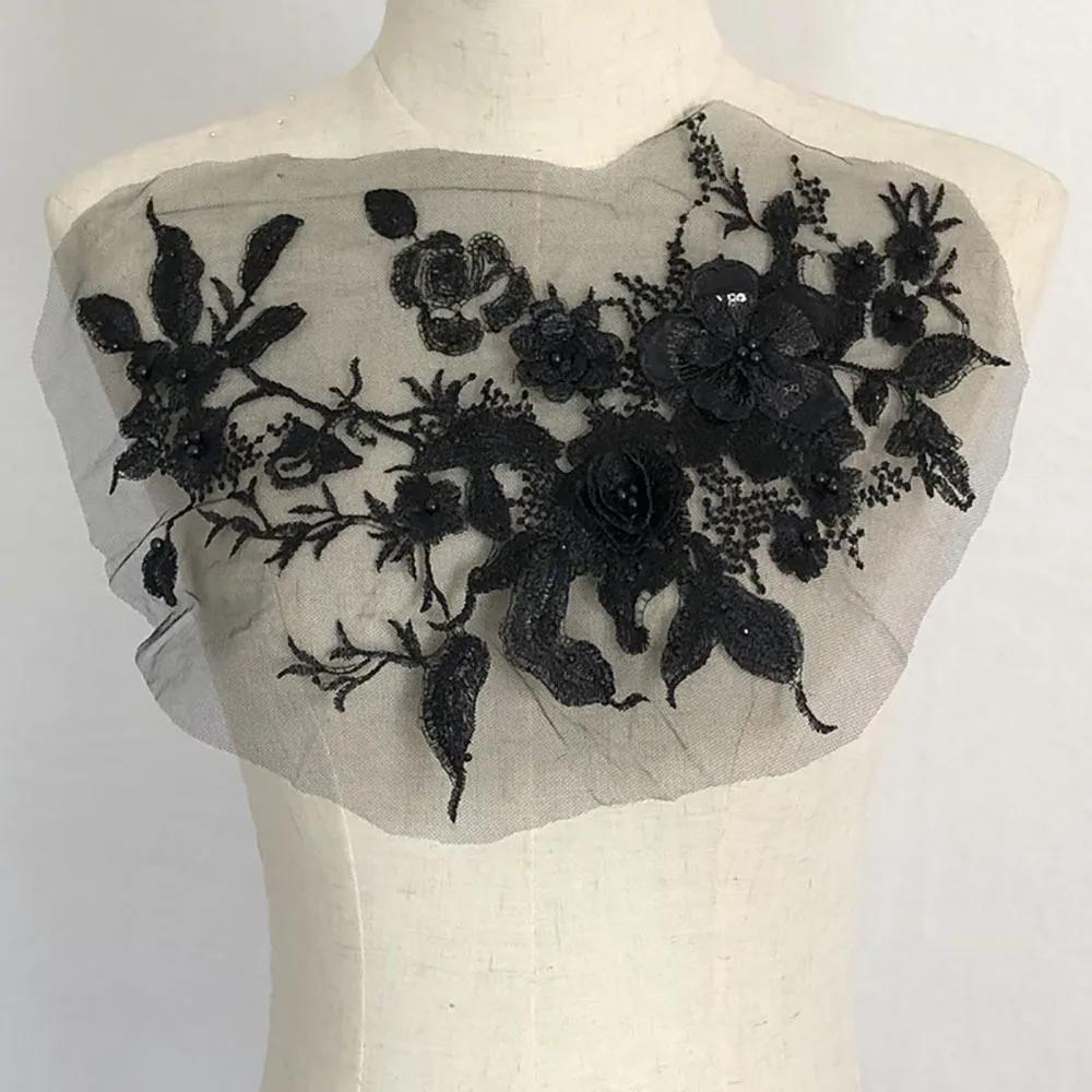 Elegant Colorful Sequined Embroidery Patches 3D Flower DIY Lace Fabrics Applique Sequins Patches Dresses