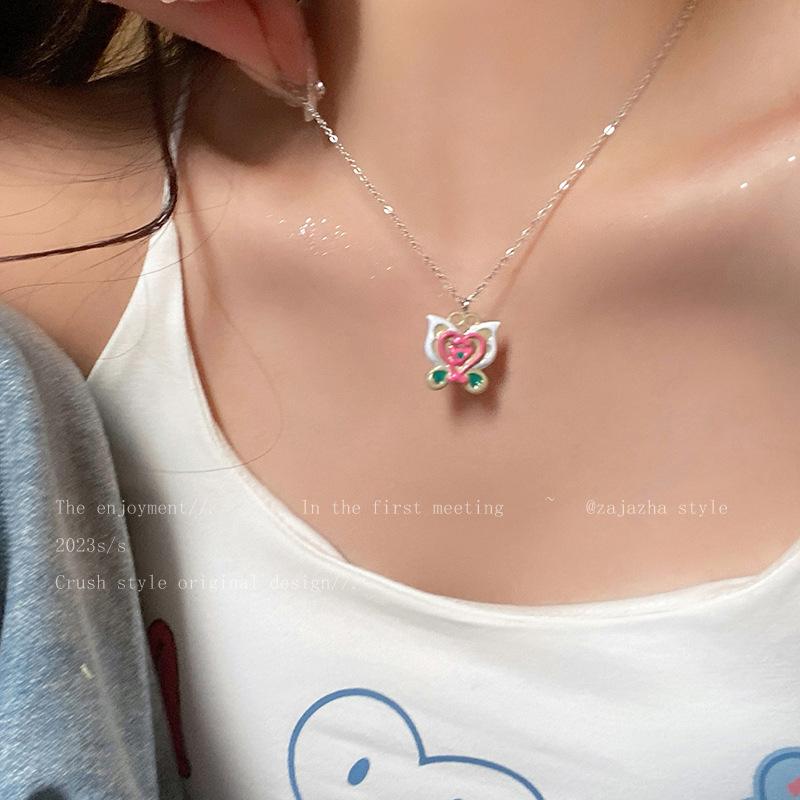 Sweet Cool Girl Titanium Steel Collarbone Chain Wholesale Xiaohongshu Hot Balala Little Fairy Magic Transformation Energy Pendant Daily Wear Necklace