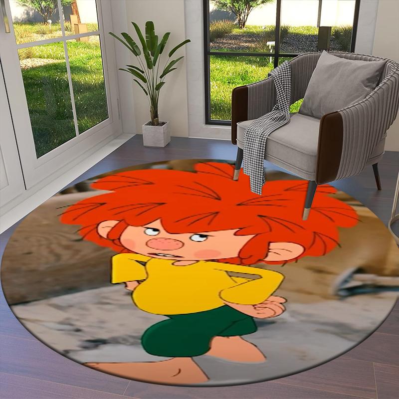 Alfombra Redonda de Dibujos Animados Meister Eder Und Sein Pumuckl, Alfombra para Sala de Estar, Dormitorio, Sofá, Sala de Juegos Decoración, Felpudo Antideslizante Q0025