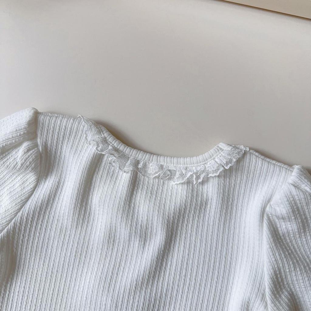 Girls' Korean Style Bow Long Sleeve Top for Autumn & Spring - BQB005