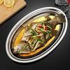 Household Food Dinner Steamed Shallow Plate Dishes Kitchen Tableware Dinnerware304 Stainless Steel Oval Fish Plates