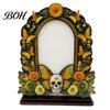 Unique Festival Gift Ideas Dia De Los Muertos Wooden Photo Frame Tabletop Decor, Day of The Dead Sugar Skull Ornaments Memorial Picture Holder