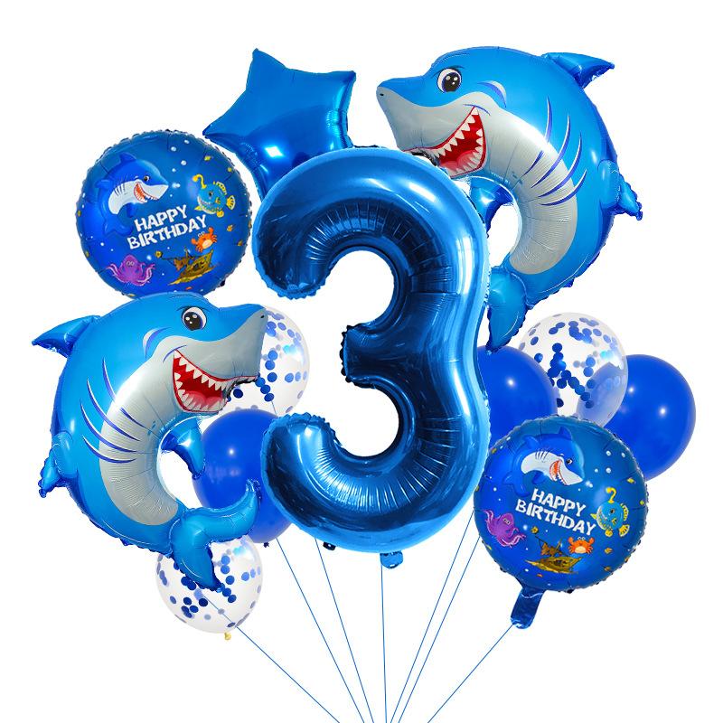 Undersea Ocean Theme Balloon Set Birthday Party Venue Decoration Props Shark Aluminum Film Balloon Bundle