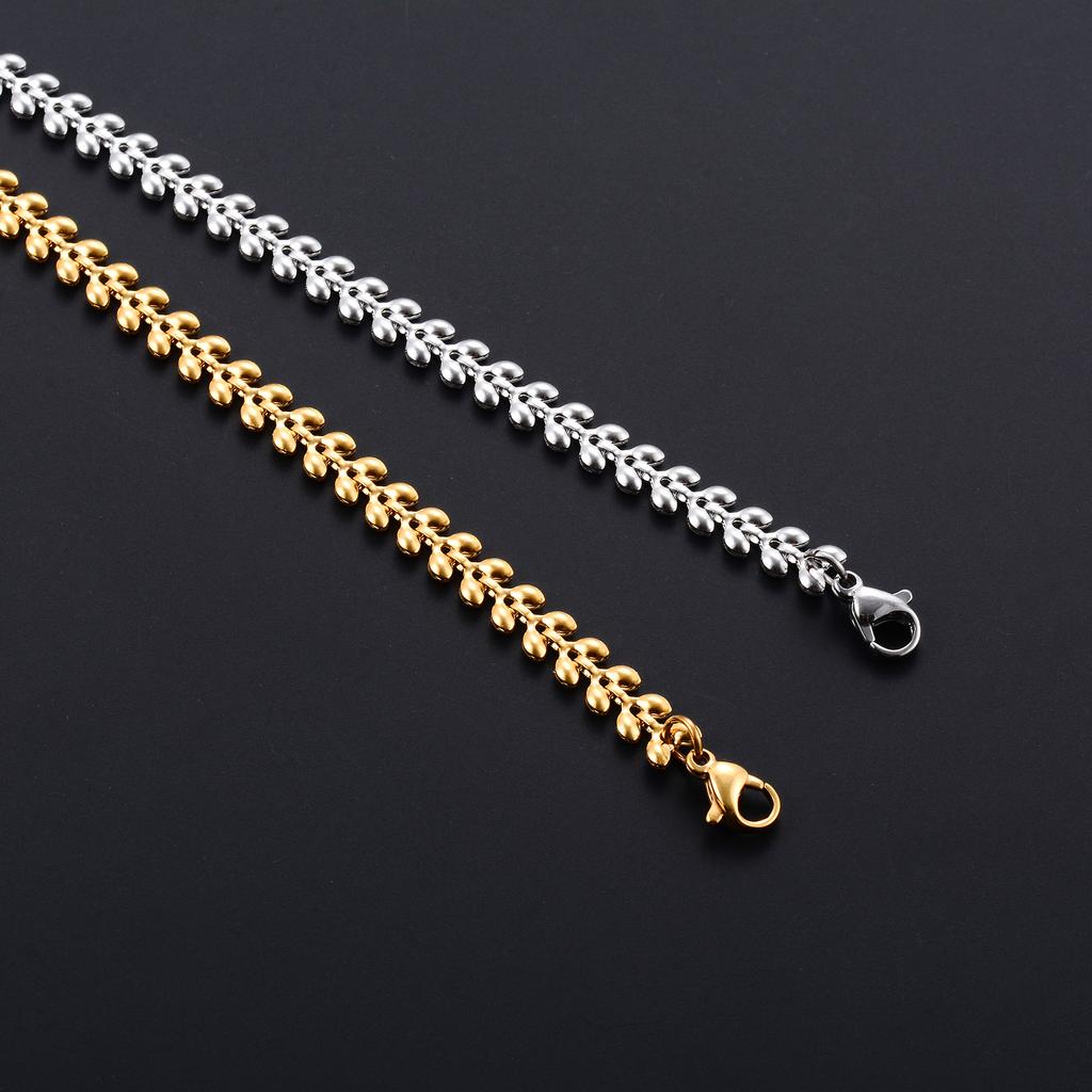 Armband Edelstahl für Damen Weizenmuster Handkette mit Verlängerung Vergoldet Armreif Fußkettchen Damenschmuck Zubehör