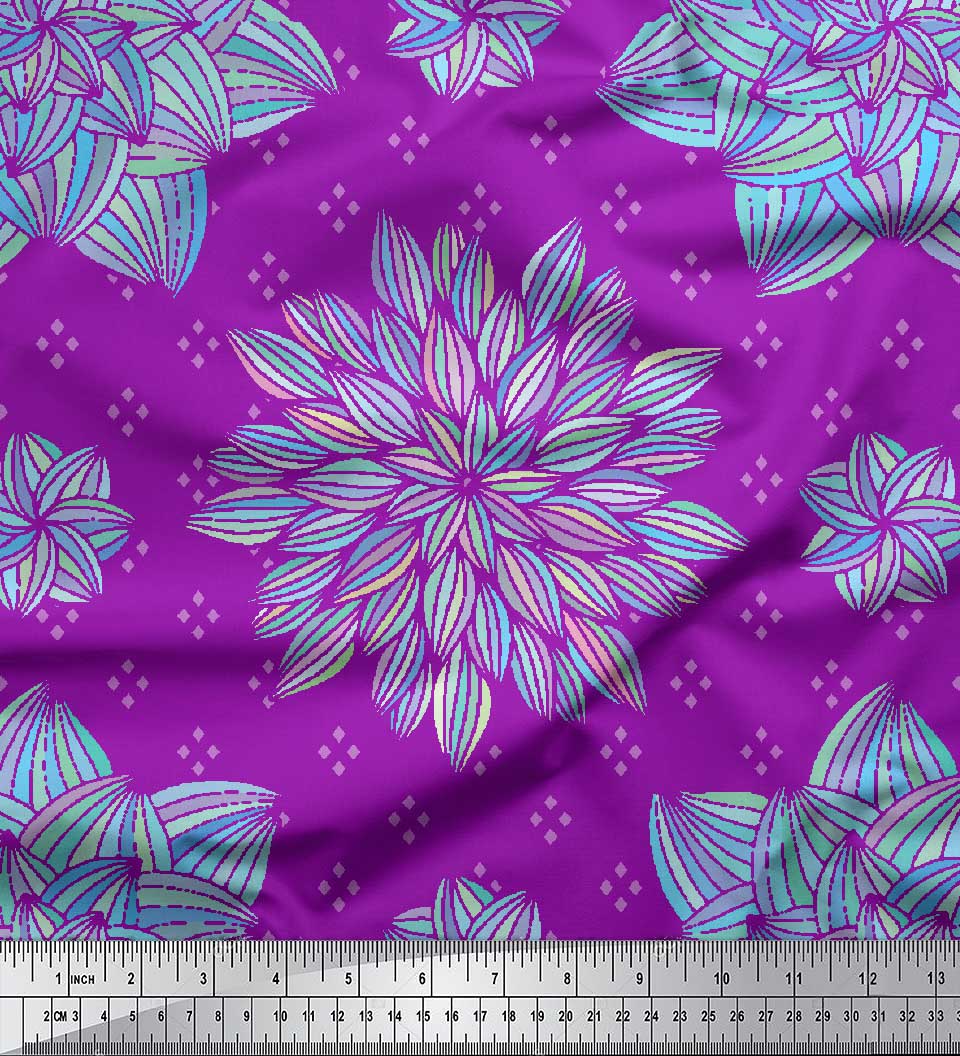 

Soimoi Purple Japan Crepe Satin Fabric Artistic Floral Print Sewing Fabric metre 42 Inch 42 Inch Wide - Poly Georgette фіолетовий
