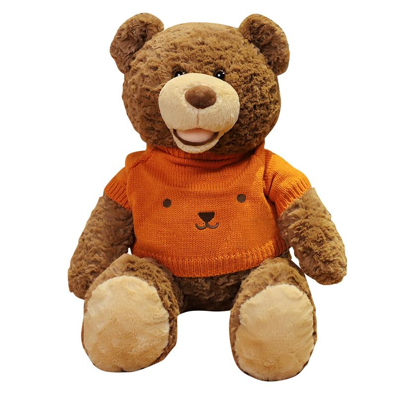 1pc 35/50/70cm Lovely Sweater Teddy Bear Plush Toys Soft Stuffed Animal Open Mouth Brown Smilling Bears Doll for Girl Xmas Gifts
