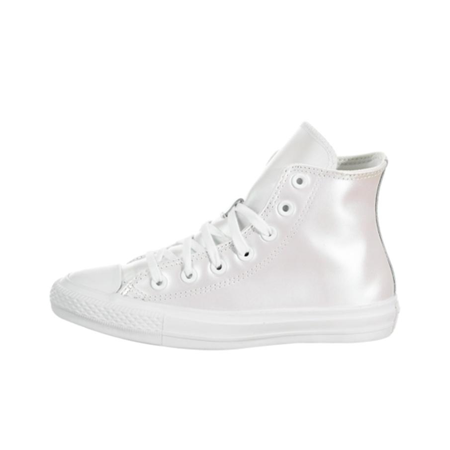 Converse Chuck Taylor All Star Iridescent Leather High-Top Skate Shoes Women Sneakers Silver 566094C