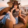 Fashion Cowboy Hats Summer Vintage Suede Jazz Hat Boho Style Cowboy Hats for Summer Beach Vacation Headwear