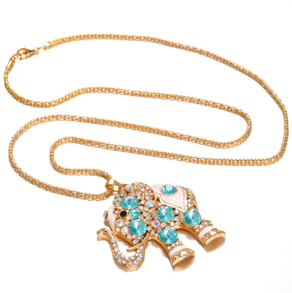 New Rhinestone Elephant Pendant High Quality Stainless Steel Chain Women's Street Style Accessories Fashion Necklace Jewelry