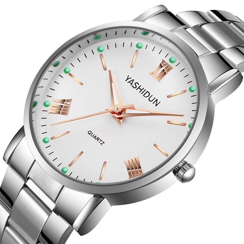 Luminous Quartz Watches: Stylish Men's, Women's & Couple's Waterproof Designs with Steel or Leather Bands
