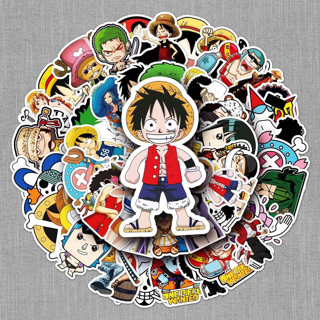 Generic One Piece Luffy 50 Pcs Waterproof Graffiti Anime Stickers Decorative Decals For Luggage Skateboard Motorcycle Car Fans
