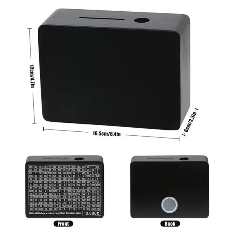 

Черная деревянная копилка со счетчиком, копилка для сбережений, копилка с целями экономии бумаги и цифрами для экономии евро чёрный