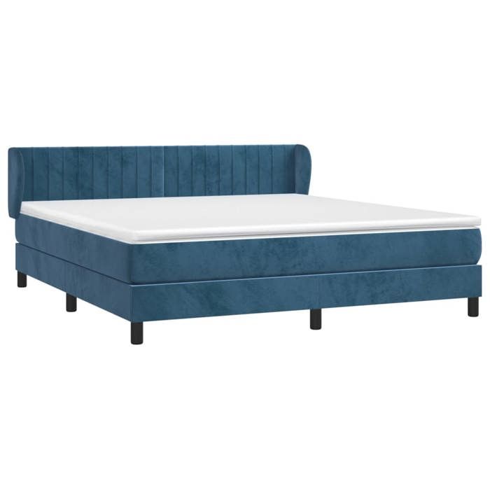 3127629 vidaXL Lit à sommier tapissier et matelas Bleu foncé 180x200cm Velours