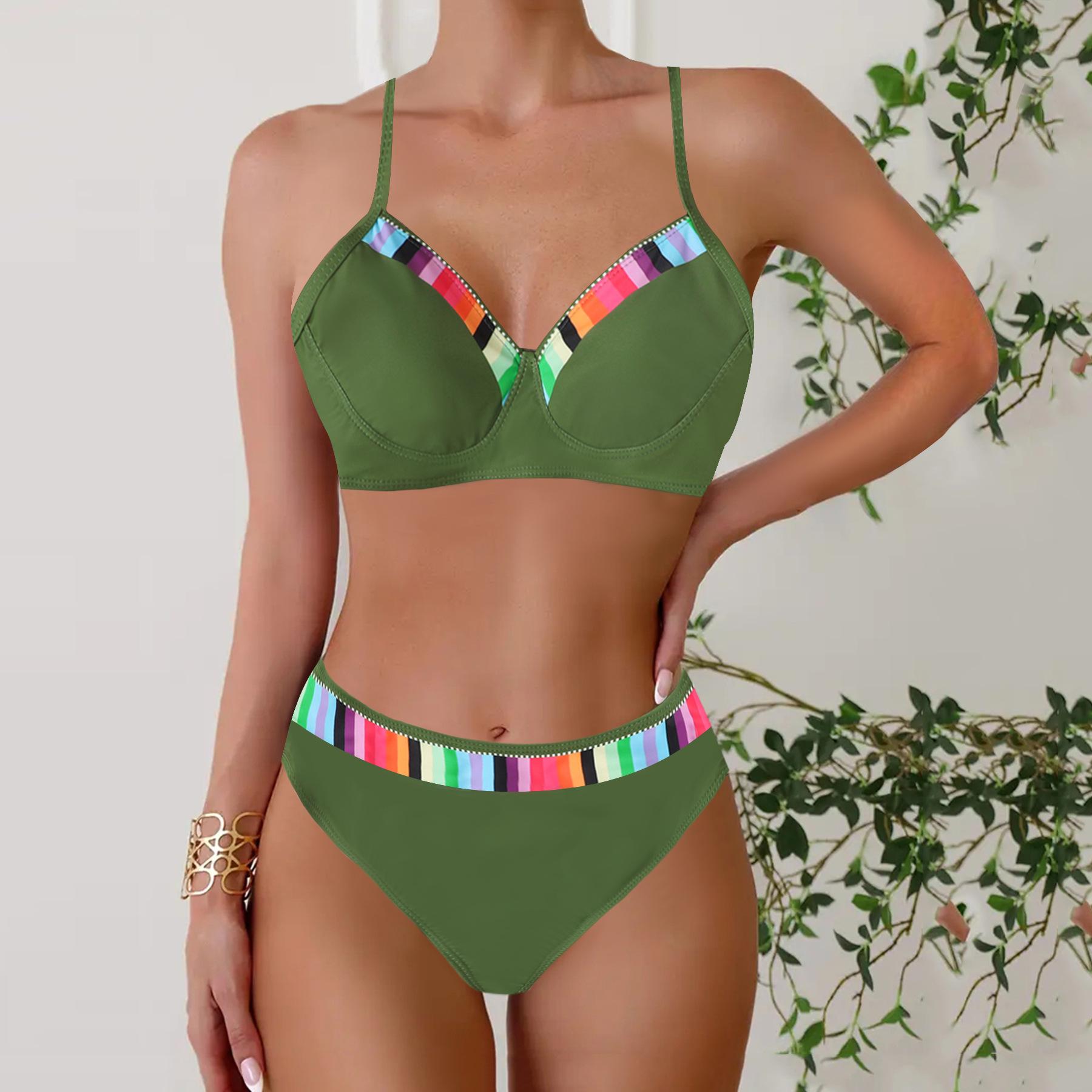 

New split plus size high waist checked cross bikini swimsuit 5XL