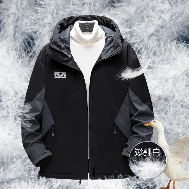 2025 Dunjakke Herre Hvit Andedun Hette Utendørs Fritid Par Arbeidsklær Fortykket Varm Løs Allsidig Jakke