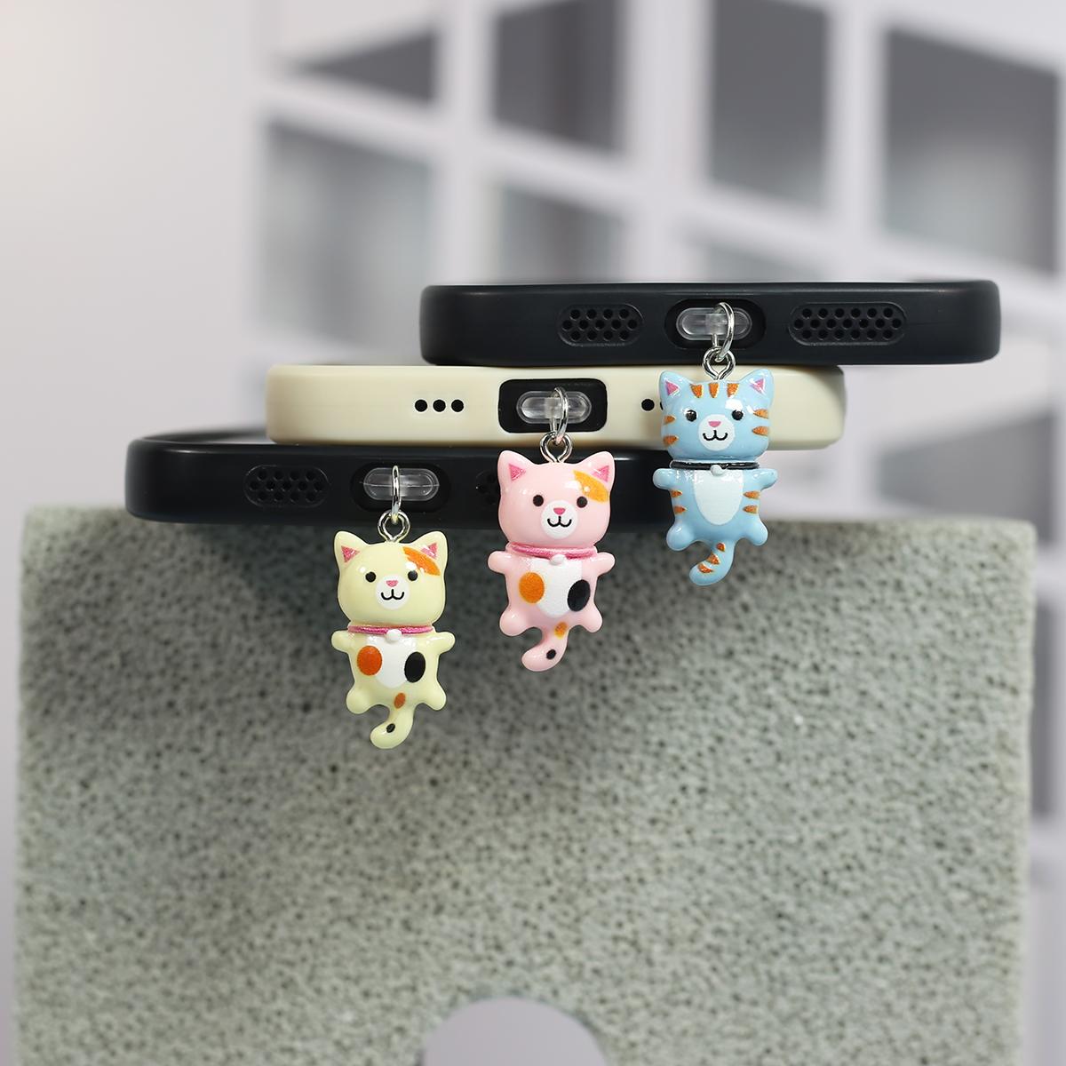 

Three colors of cute cat dust plug accessories are suitable for decorating your phone with for iPhone for Samsung Type-C
