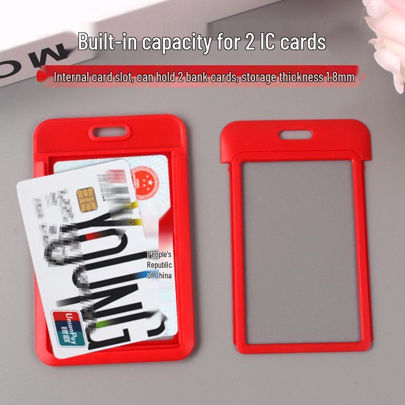 Double-Sided Transparent ID Card Holder with Lanyard - Push-in Style for Employee or Student Access Cards