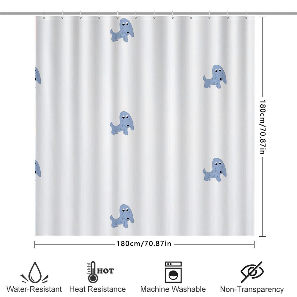 Blue Dog Print Shower Curtain Bathroom Decor Waterproof Fabric 3D Printed Bath Accessories Home Supplies White