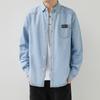 Men's Korean Slim Denim Shirt - Long-Sleeved, Lapel, Retro Style for Spring & Autumn