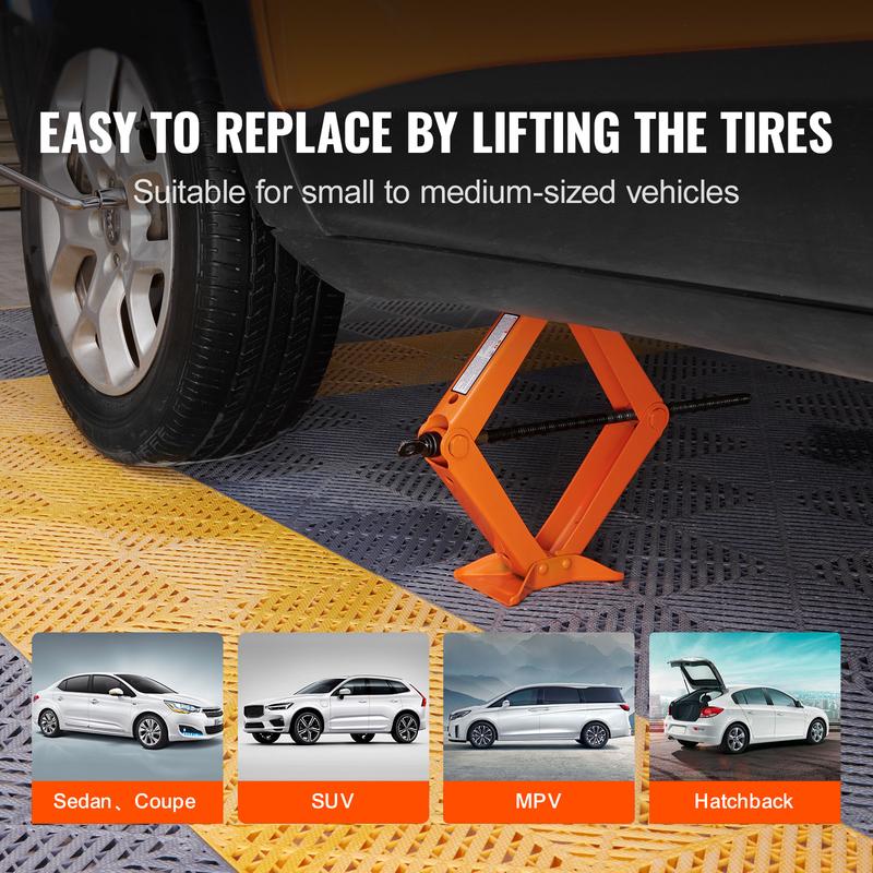 SucceBuy Scissor Jack 2.5 Ton/5512 lbs Scissor Car Jack 3.7 -17.1 Lifting Range Scissor Lift Jack Portable Tire Jack for Car