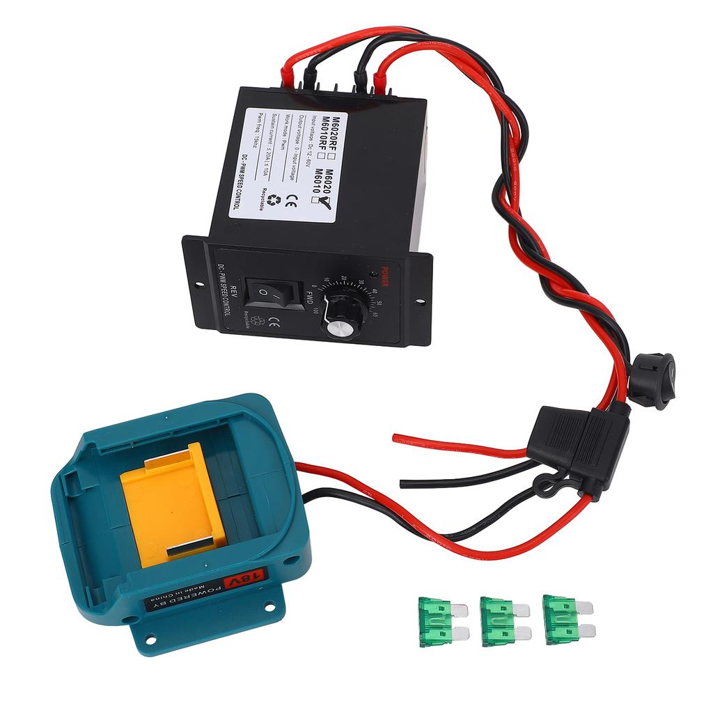 Batterieadapter Motor Drehzahlregler Kit DC PWM Bürsten Elektromotor Steuerschalter und Batterie