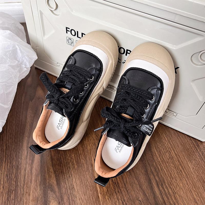 British style platform single shoes women's outer 2025 spring explosion fashion versatile flat lace-up women's shoes sports and leisure shoes