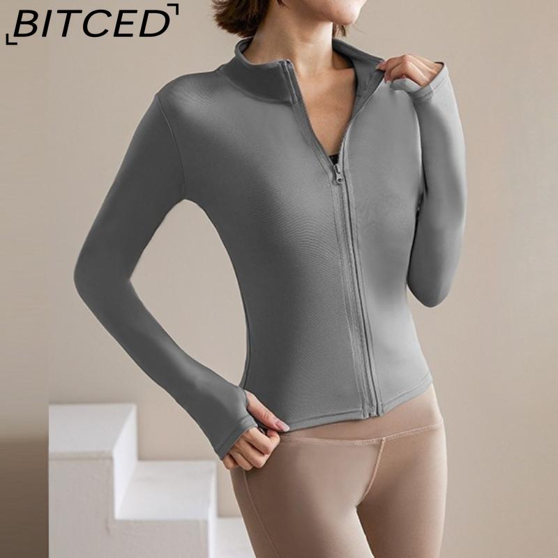 BITCED Summer Sun Protection Quick-Dry Sports Jacket Stand-Up Collar Stretch Slim-Fit Running & Fitness Top