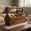 Cesto a Mano in Legno Stile Vintage Legno Rustico Design Portatile a Mano per Soggiorno, Tavolino da Tè, Casa