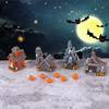 Halloween Haunted House Resin Figurine Cute Design Mini Ornament for DIY Kids Room Halloween Theme Decor