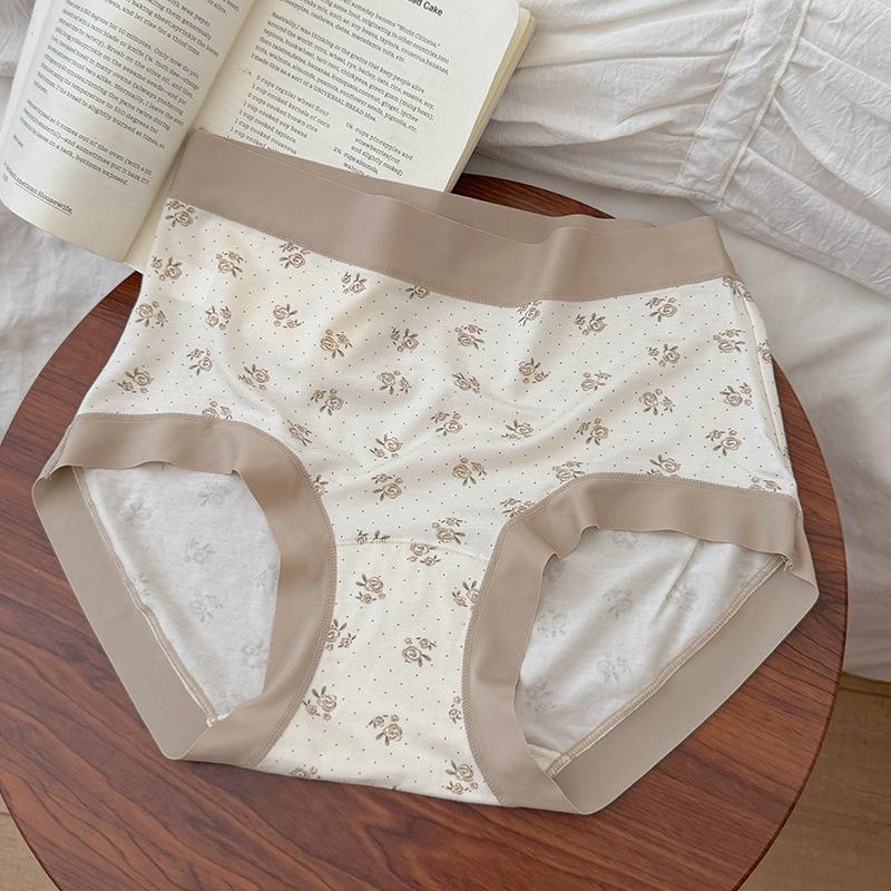Ladies New Summer Sweet Floral Cotton Bacteriostatic Extended Crotchless Waist Triangle Briefs