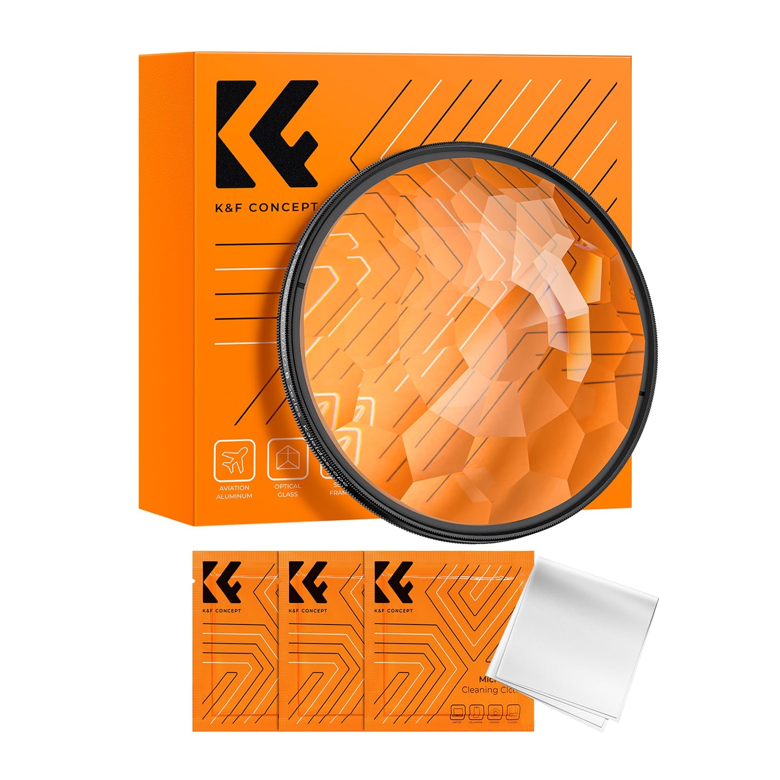 

K&F Concept 72mm Kaleidoscope Filter, Prism Filter, Crystal Filter, Special Effects Filter, Includes 3 Cleaning Cloths (NANO-B Series) KF-KDS72