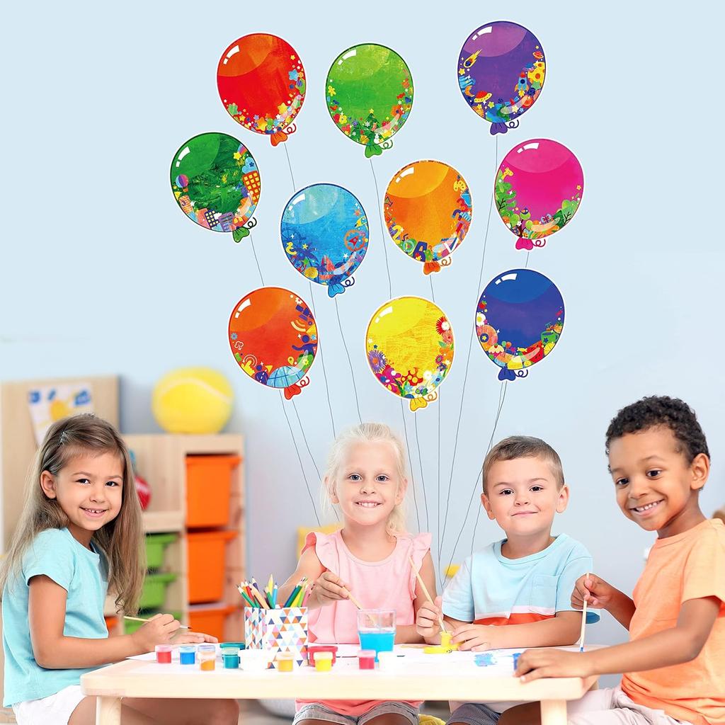 50 PCS Balloon Cutouts, Double-Sided Printing Balloon Accents Cut-Outs Bulletin Board Classroom Decoration In 10 Designs DIY Crafts Project Party
