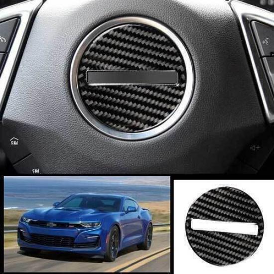 Для Chevrolet Camaro 2016-23 Накладка на кнопку клаксона руля из настоящего углеродного волокна
